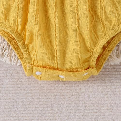 Hopscotch Baby Girls Textured Print Full Sleeves Yellow Bodysuits For Ages (9-12 Months)