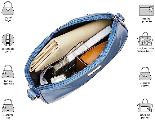 Fastrack Women’s Structured Chic Crossbody Bag With Top Zip (Steel Blue)