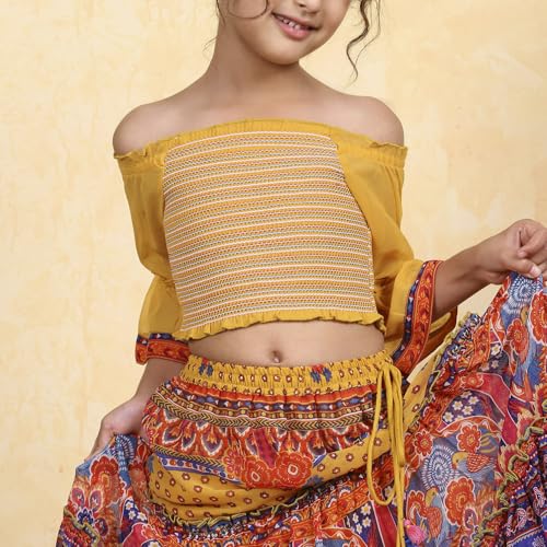 Biba Girl's Polyester Lehenga Set (KWPRSMKT6453AW25MLTI_Multicolor_2 3 Years)