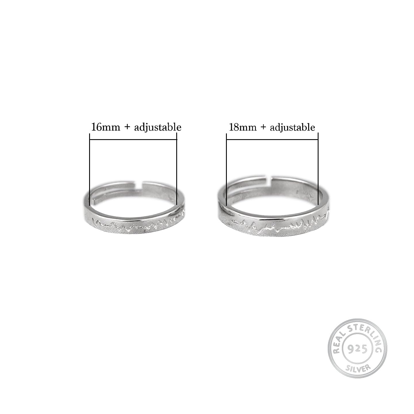 GIVA 925 Silver Heartbeat Couple Rings, Adjustable | Gifts for Women and Men|With Certificate of Authenticity and 925 Stamp| 6 Months Warranty