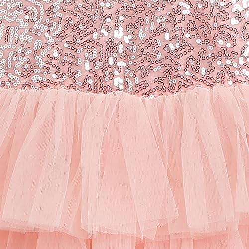 Hopscotch Girls Knee Length Party Dresses in Peach Color For Ages (4-5 Years)