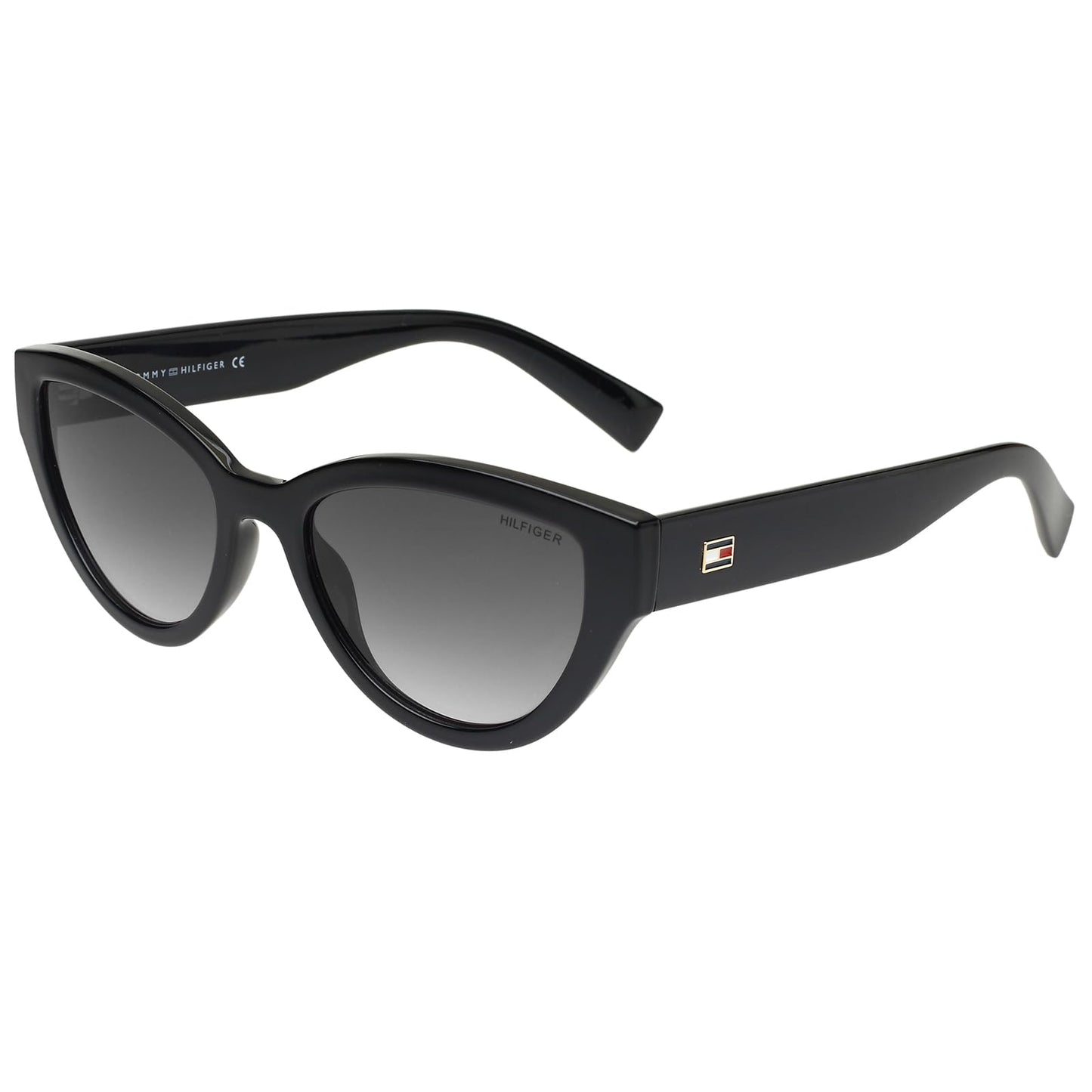 Tommy Hilfiger|Black Full Frame Cat-eye Sunglasses|100% UV Protected (Uv 400) Grey Gradient Faded Lens|Women's|Medium|TH TRACE C1 54 S