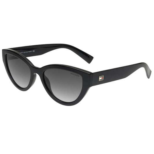 Tommy Hilfiger|Black Full Frame Cat-eye Sunglasses|100% UV Protected (Uv 400) Grey Gradient Faded Lens|Women's|Medium|TH TRACE C1 54 S