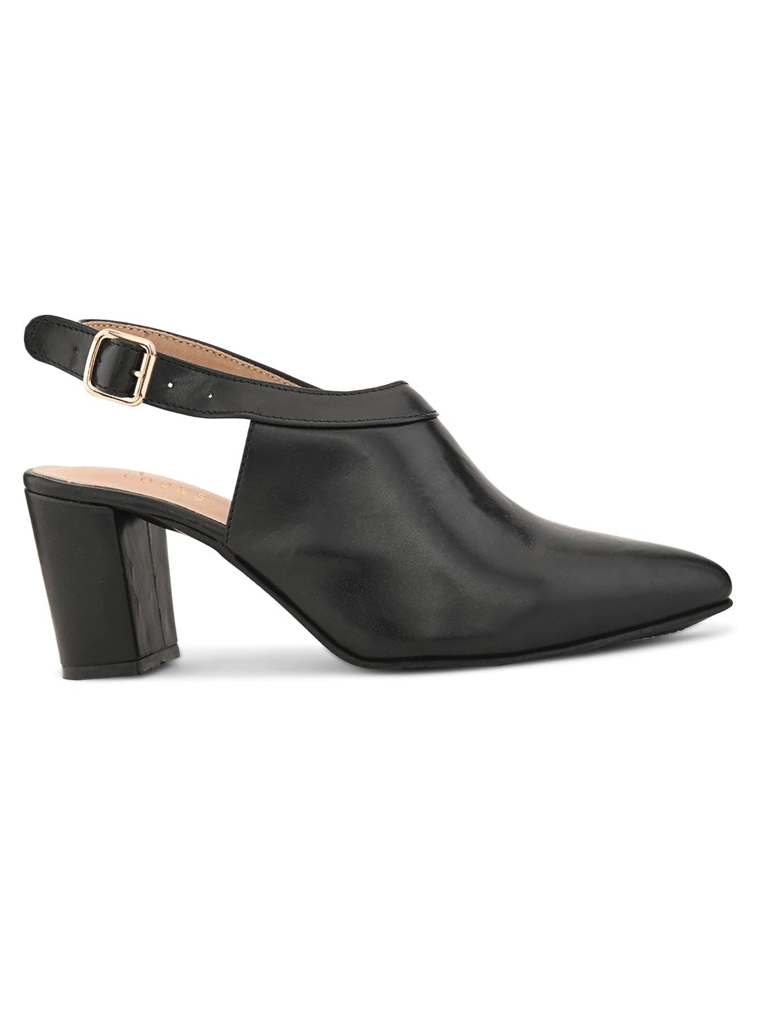 XE Looks Black Slingback Heels | Pointed-Toe Design | Adjustable Strap |Comfortable & Trendy Cushioned Footbed Heels for Girl & Women