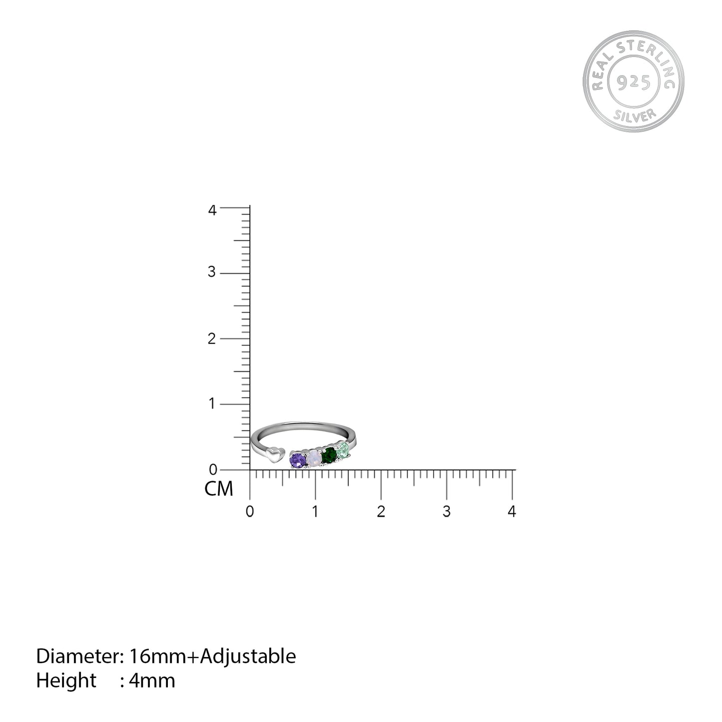 GIVA 925 Silver Gemstone Little Heart Ring, Adjustable | Gifts for Girlfriend, Gifts for Women and Girls | With Certificate of Authenticity and 925 Stamp | 6 Month Warranty*