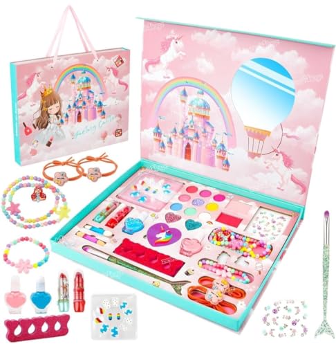 ARNIYAVALA Big Size Kids Washable Makeup Kit, Fold Our Makeup Palette with Mirror, Make Up Toy Cosmetic Kit Gifts for Girls - Safety Tested- Non Toxic