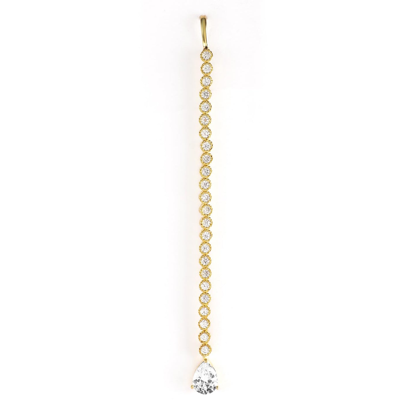 Rubans Stylish 22KT Gold Plated Cubic Zirconia Studded & AD Drop Handcrafted Maang Tikkas