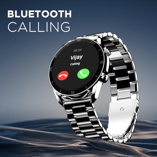 Fire-Boltt Legacy Luxury Round Smart Watch 1.43″ Super AMOLED,Bluetooth Calling,Wireless Charging,Voice Assistant,SpO₂ & Heart Rate Monitor,110+ Sports Modes,Metal Smart Watch for Men & Women - Silver