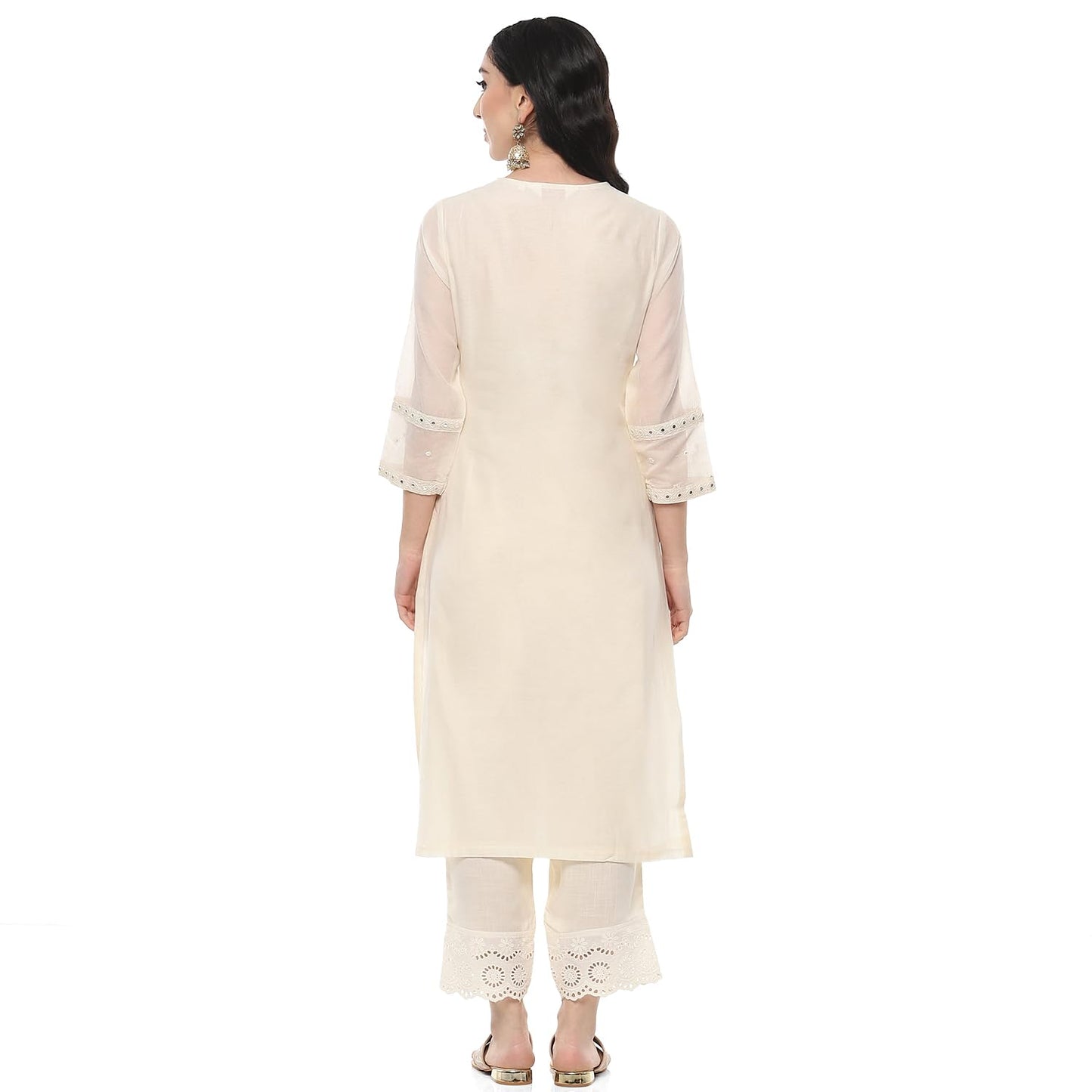 BIBA Regular Women Polyester Self Design Kurta (SUMMERSTAPLESCOLLECTION20282SS24WHT_White