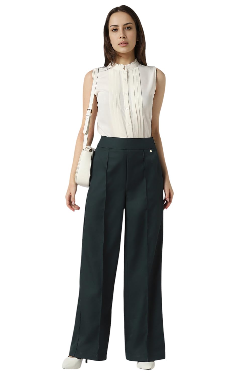 Van Heusen Women Women's Regular Pants (VWTFCRGFL29439_Dark Green
