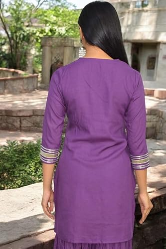 JAIPUR HAND BLOCK Women's Sharara Salwar Suit Set Navratri Diwali Karwa chauth (Purple, XXL) S114