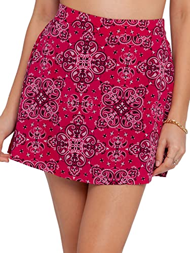 Zink London Women's Pink Printed Flared Skirt