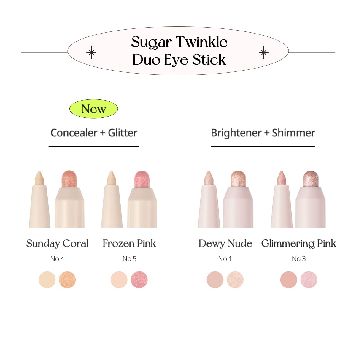 Peripera SUGAR TWINKLE DUO EYE SHADOW STICK (005 FROZEN PINK)