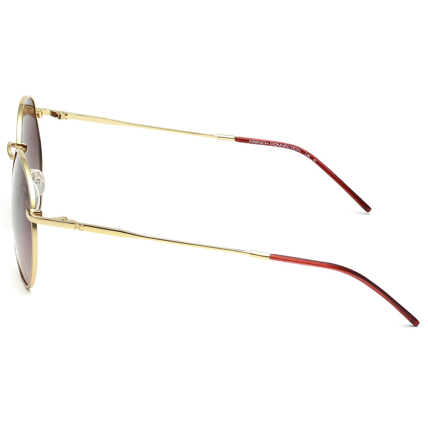 French Connection|Gold Full Frame Oval Sunglasses|Polarized | 100% UV Protection (UV 400) Brown Gradient Faded Lens|Men's & Women's|Small|FC 7641PL C1 51 S