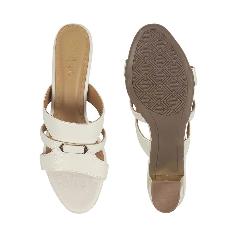 tresmode Slick Women's White Dress Block Heel Sandals in Size 8 UK / 41 EU