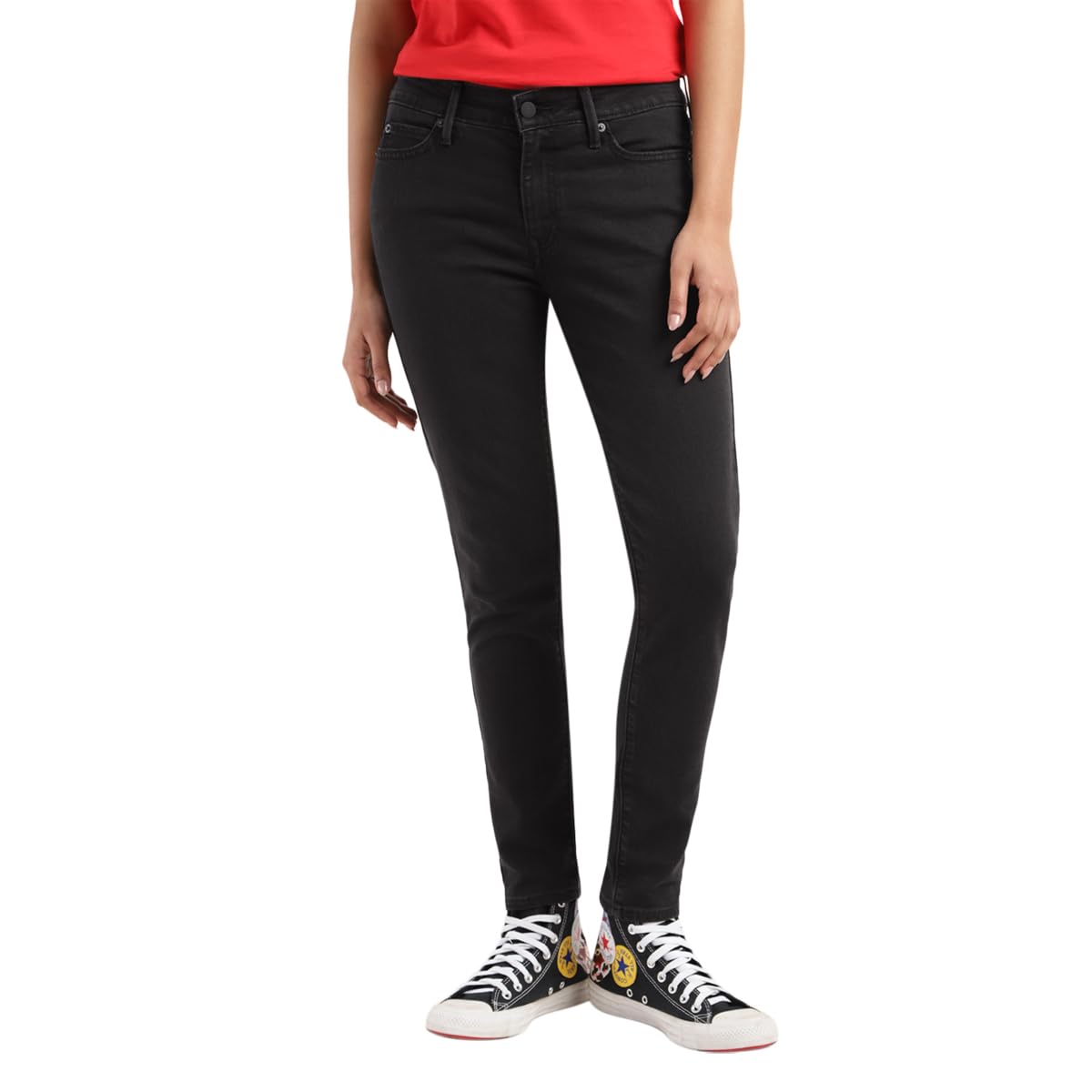 Levi's Women's 711 Skinny Fit Mid-Rise Stretchable Mid Rise Jeans Black, 30