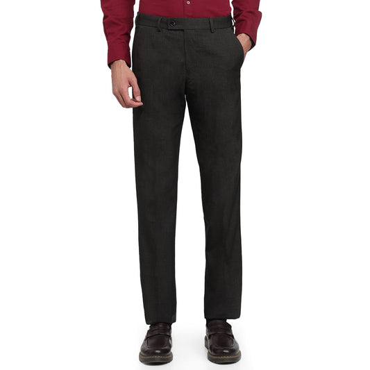 Park Avenue Men Regular Fit Solid Pattern Polyester Blend Flat Front Formal Trouser