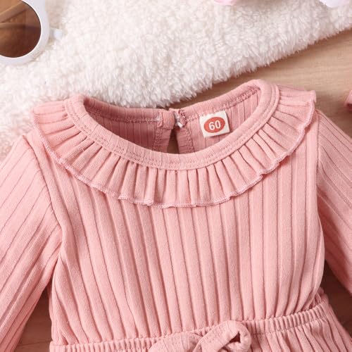 Hopscotch Baby Girls Textured Print Full Sleeves Pink Bodysuits For Ages (12-18 Months)