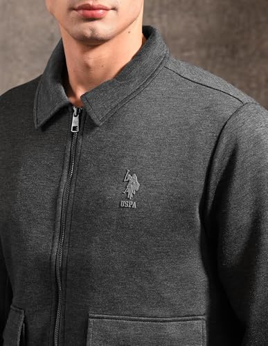 U.S. Polo Assn. Denim Co. Men's Heathered Black & Gold Jacket (UDJCK004A_Antra Melange_2XL)