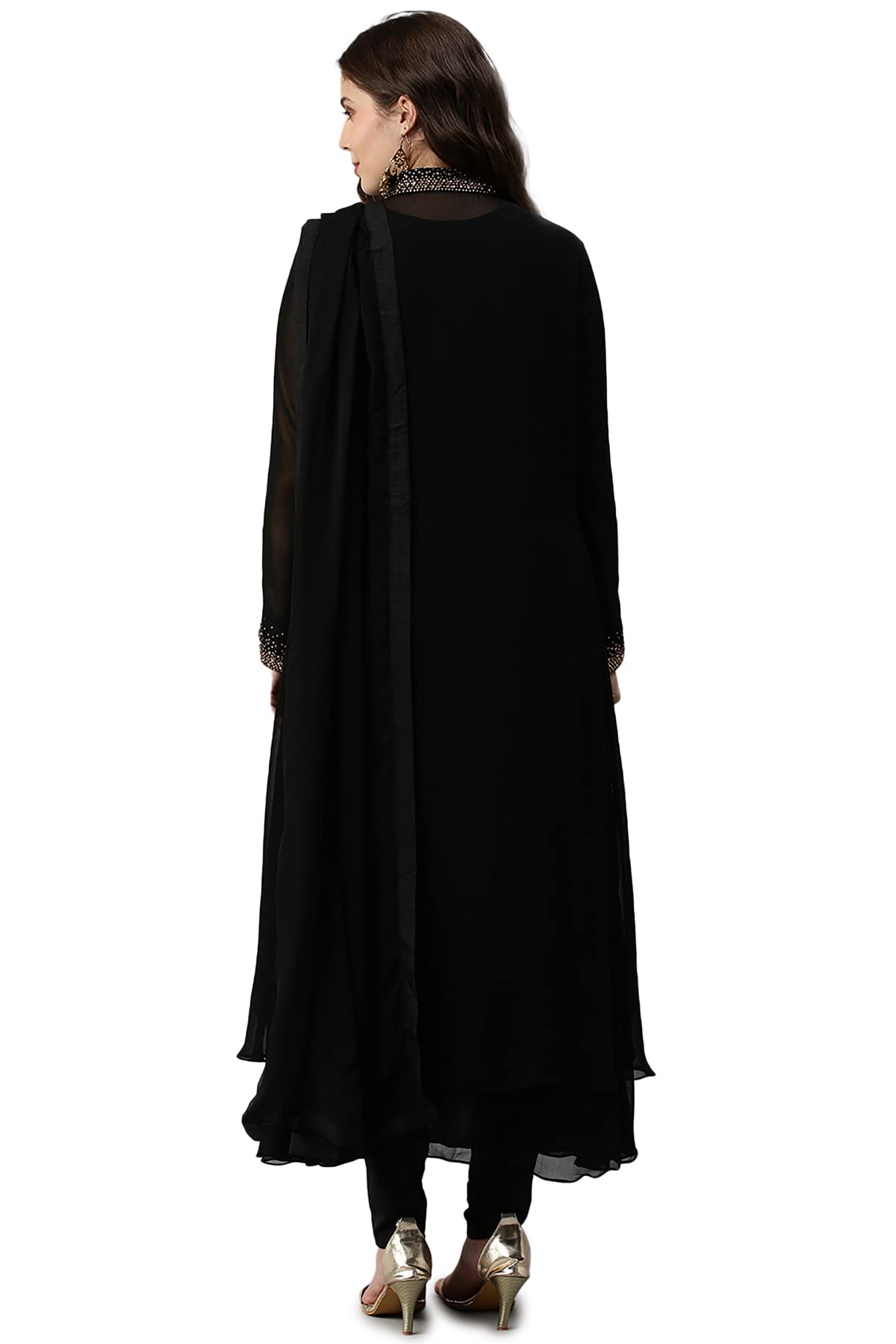 Soch Black Pure Georgette Embroidered Chudidar Set