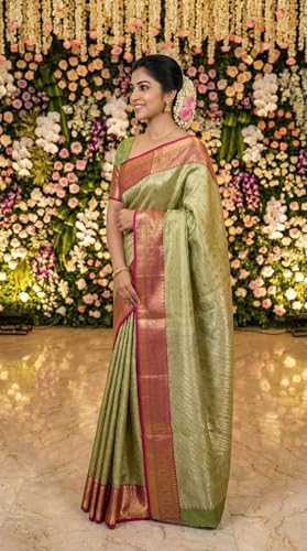 MIMOSA Women’s Green Art Silk Saree Woven with Zari Tissue | Kanjivaram Style Saree | Rich Pallu & Tassels | 6.2 Mtrs