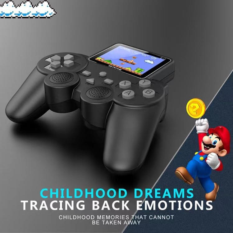 New World S10 Handheld Game Console,Classic Retro Video Gaming Player Colorful LCD Screen USB Rechargeable Portable Game Console with 520 in 1 Classic Old Games Best Toy Gift for Kids- Black