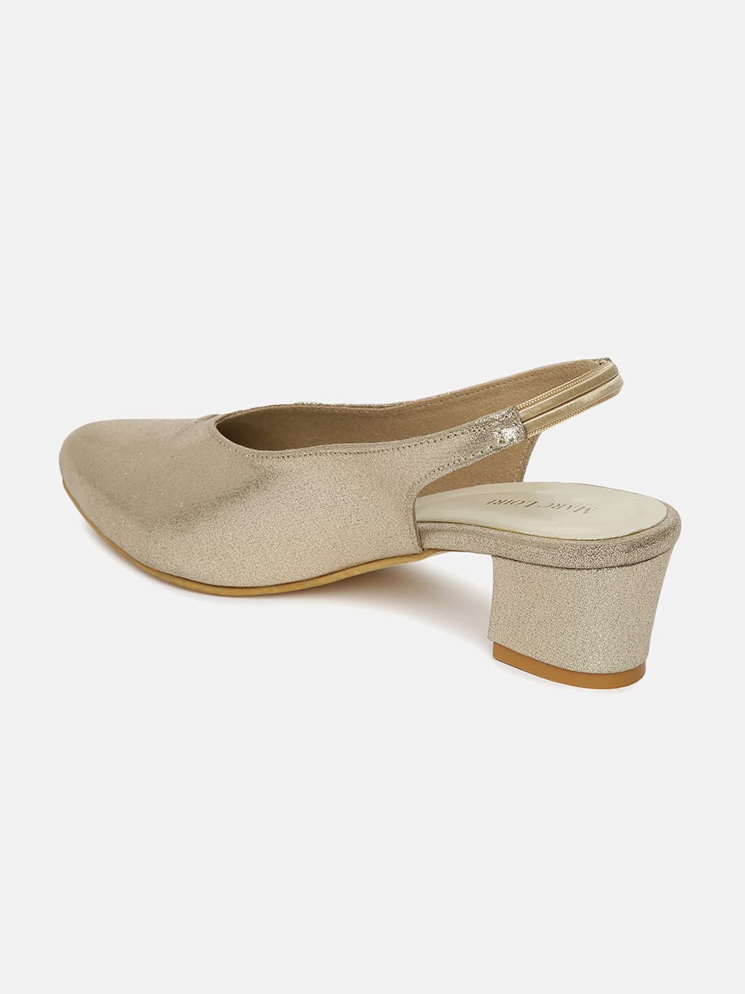 Marc Loire Women's Golden Shimmer Pointed Toe Block Heel Pumps Party, 5 Uk