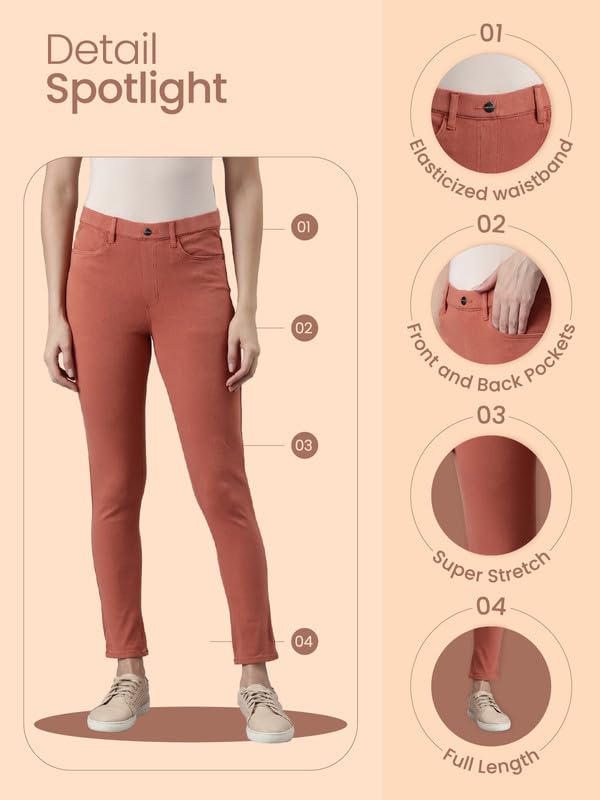 GO COLORS Soft Cotton Blend Jeggings Ankle Length for Women| Breathable, Mid Rise, Ebony Grey