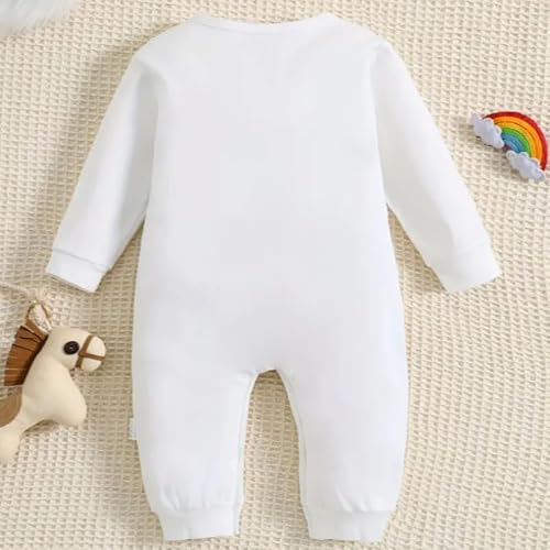 KNITROOT Nanu Theme, Nanu Ki laadli Text Printed, Full Sleeves, Shoulder-Snap-Buttons, Cotton Jumpsuit, Rompers for New Born Baby, 12-18 Months, White, Infant Clothes