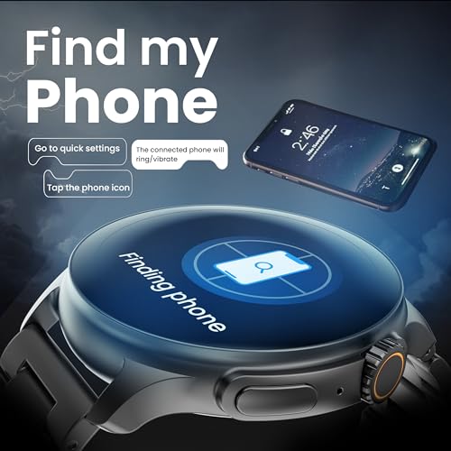 GOBOULT Newly Launched Crown R Pro Smart Watch 1.43''HD AMOLED, BT Calling, Working Crown, Zinc Alloy Frame, 600 Nits Brightness, AI Voice Assistant, SpO2 Monitoring, 120+ Sports Mode (Metal Black)