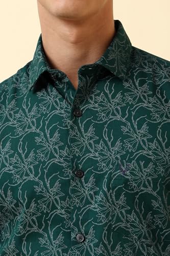 Allen Solly Men Green Print Full Sleeves Formal Shirt