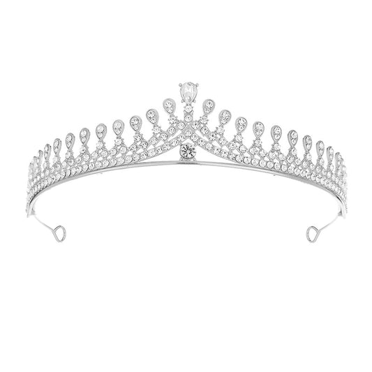Peora Silver Plated Cubic Zirconia & Crystal Studded Princess Tiara Crown for Girls & Women Birthday Gift Hair Accessories