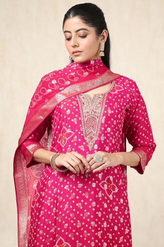 Soch Women's Organza Salwar Suit Set (EWS5CD21701_Fuchsia