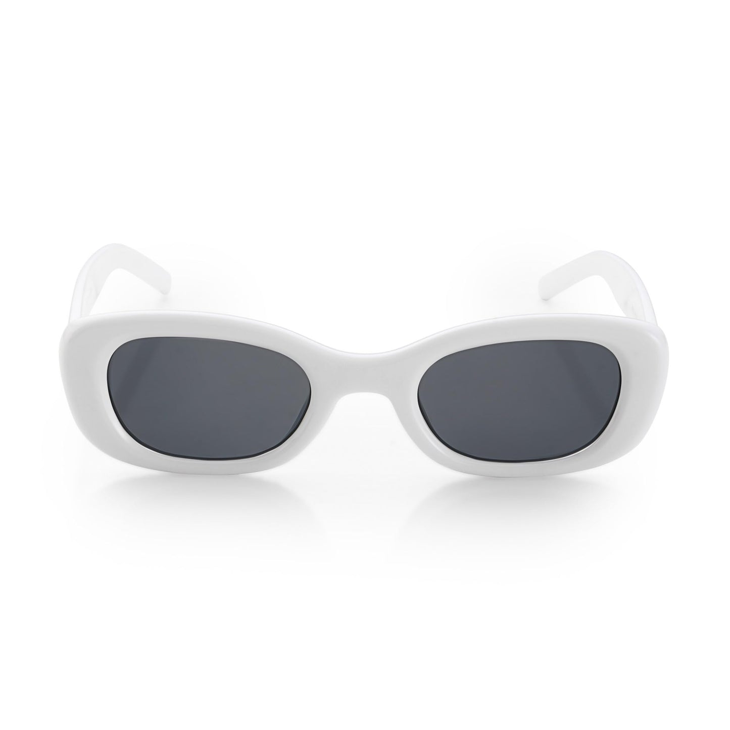 Vibe lens Trendy Retro Oval Sunglasses for Men & Women | White Polycarbonate Frame | UV400 Protection | Classic Sun Glasses | Cooling Glass | Retro Shades