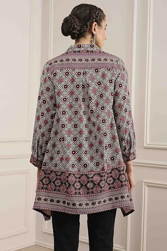 Biba Women Beige Red Viscose Rayon Relaxed Printed Top_42