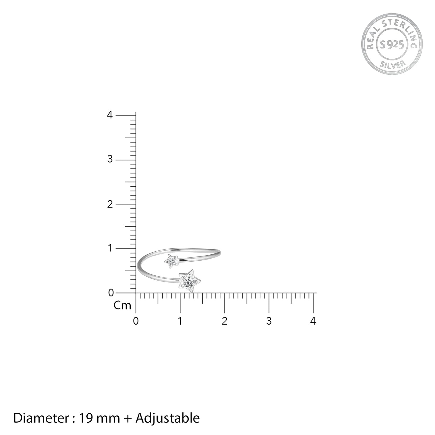 GIVA 925 Silver Dual Star Ring, Adjustable | Valentine Gift for Girlfriend Wife Women & Girls | With Certificate of Authenticity and 925 Stamp | 6 Month Warranty*