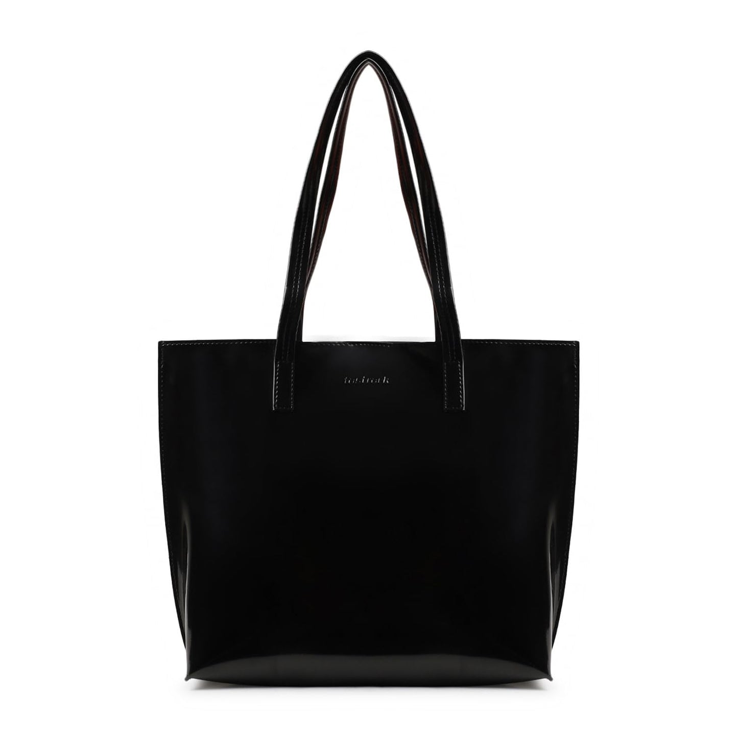 Fastrack Black Patent Party Tote Bag for Women, Girls and Ladies | Spacious Tote Bag with Button Closure