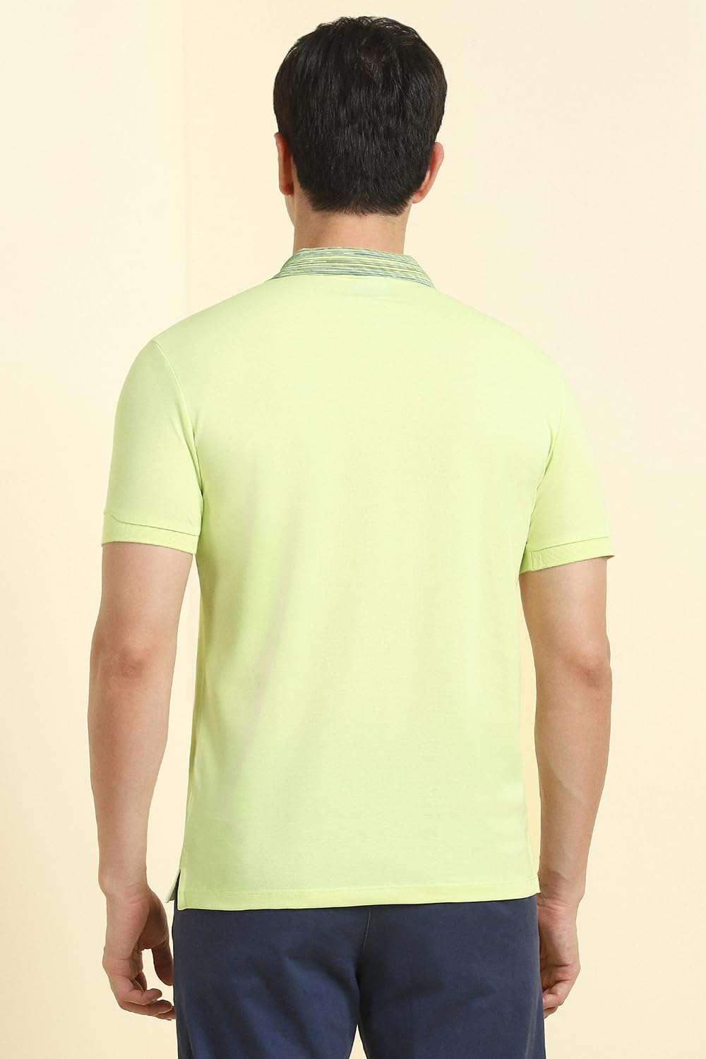 Allen Solly Men Green Solid Polo Neck T-Shirt