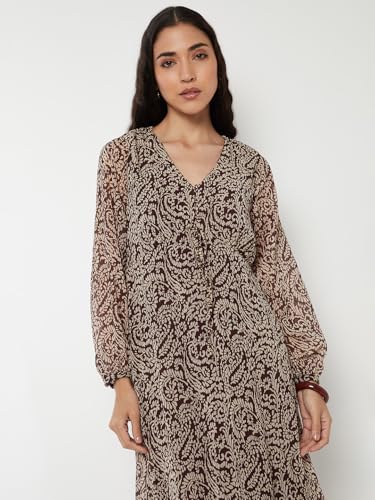 Max Women Printed A-line Dress (Red_M)