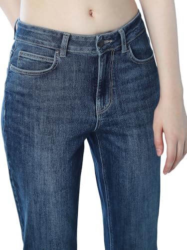 ONLY Women's Solid Flared Mid-Rise Blue Jeans