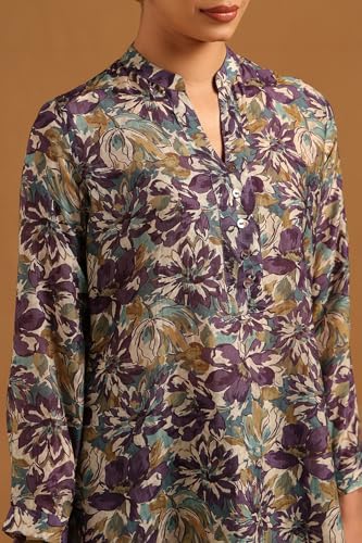 Soch Womens Purple Silk Berry Floral Tunic