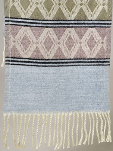 Ravaiyaa - Attitude is everything Men's Pure Wool Muffler, Winter Scarf Neck Wrap Diamond Pattern Stylish Muffler (Purple & Light Brown)