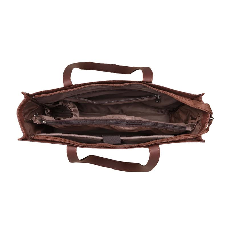 ZOUK FloMotif Floral Printed Jute Handcrafted Vegan Leather Women's Black Structured Tote Bag Contemporary