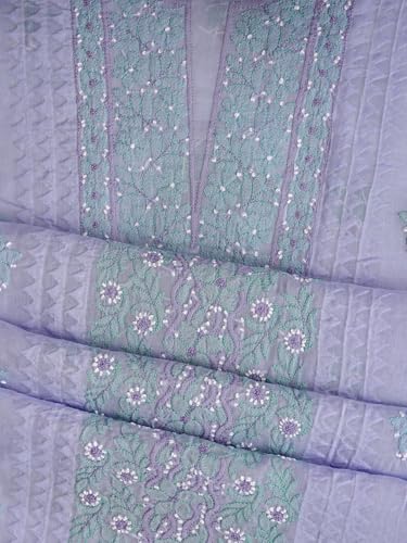 Ada Hand Embroidered Lucknowi Chikankari Unstitched Cotton Dress Material Suit Piece with Dupatta for Women 01A879859 Mauve
