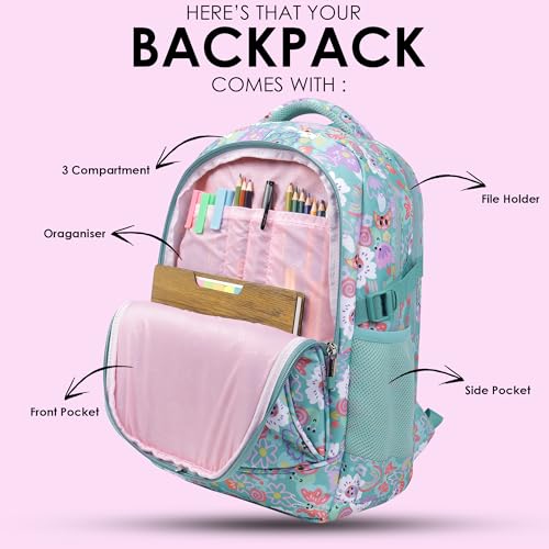 BEAUTY GIRLS BY HOTSHOT |SCHOOL BAG|TUTION BAG|COLLEGE BACKPACK|FOR GIRLS & WOMEN|18.5 INCH|32 L WATER RESISTANT |SCHOOL BAG FOR GIRLS