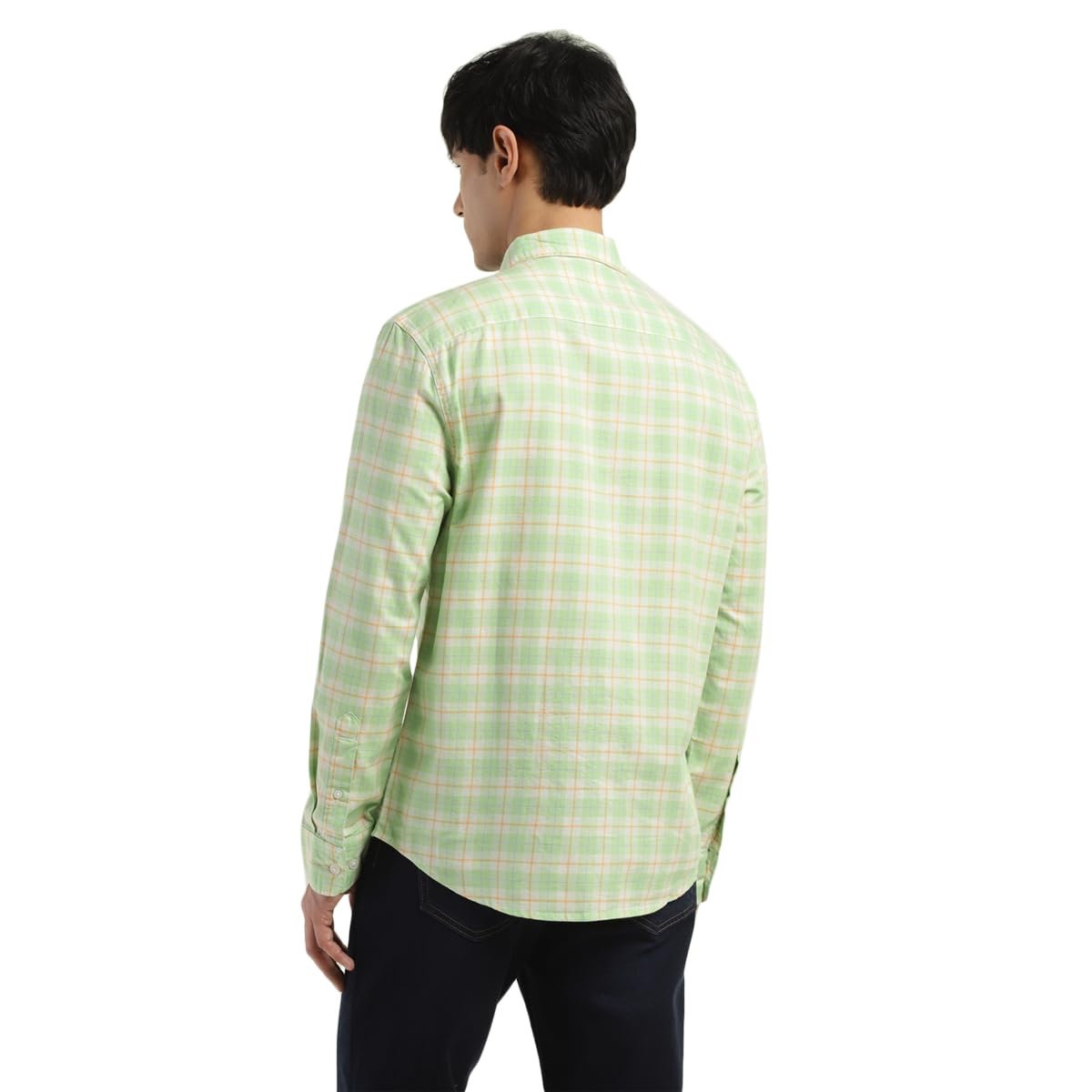 Levi's Men's Spread Collar Slim Fit Checked Shirts Light Green
