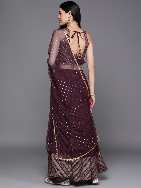 Printed Sequinned Foil Print Ready to Wear Lehenga & Blouse With Dupatta