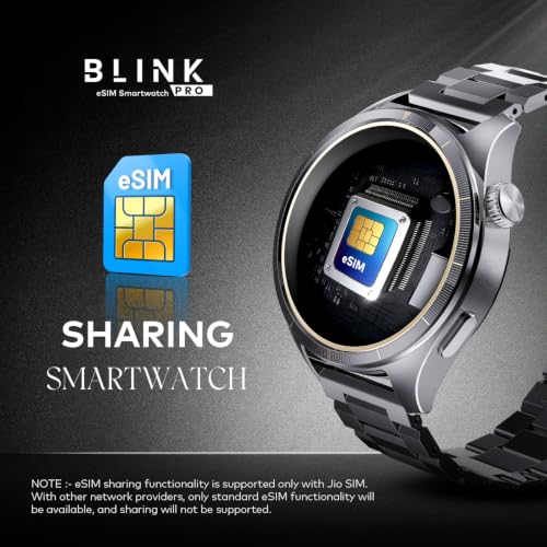 Itel Blink Pro E-sim Smartwatch for Unisex with 4G LTE/BT Calling, 1.5" Amoled Dispaly, Built-in GPS, 100+ Sports Modes, IP68 Water Resistance, Metal Strap, Upto 9 Days Battery Life, Black
