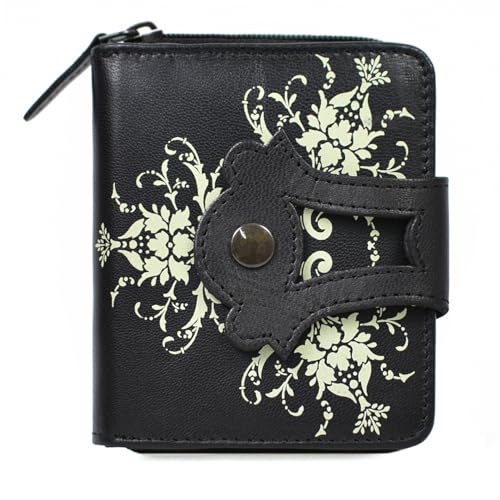 WildHorn RFID Protected Genuine Leather Wallet for Women with 8 Card Slots | Stylish Purse for Women/Girls (Black)