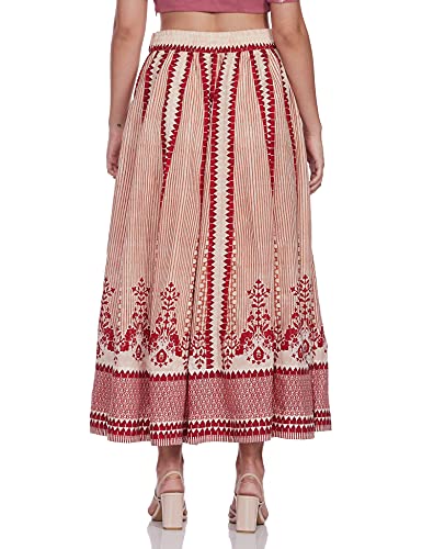 W for Woman Red and Ecru Arkali Skirt_20FEW50287-114228_M